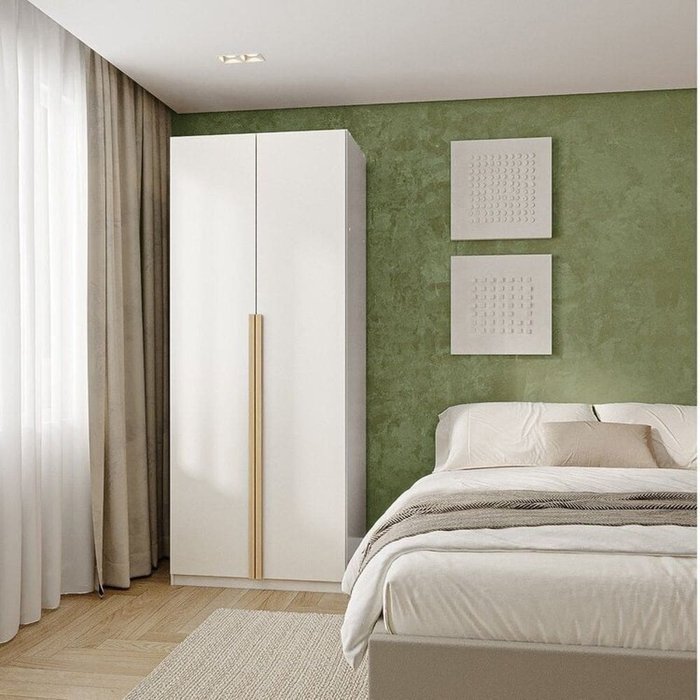 Guarda-roupa Modulado 2 Portas com Prateleiras Jade Cabecasa Madeiramadeira Branco Fosco