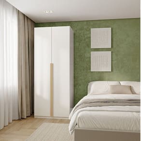 Guarda-roupa Modulado 2 Portas com Prateleiras Jade Cabecasa Madeiramadeira Branco Fosco
