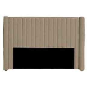 Cabeceira Casal Queen Size Estofada Para Cama Box Alicia Veludo Bege Escuro