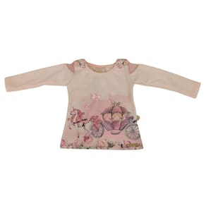 Blusa manga longa infantil fem com brilho Kikixodó rosa