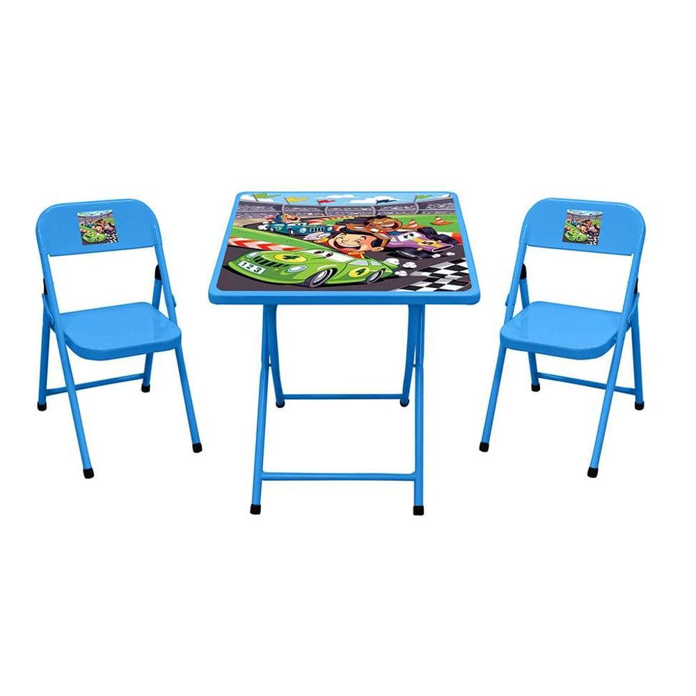 conjunto infantil com mesa e 2 cadeiras azul