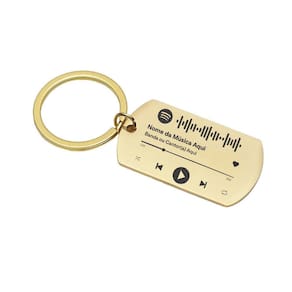 Chaveiro Inox Spotify Gravado A Laser 4 Cores