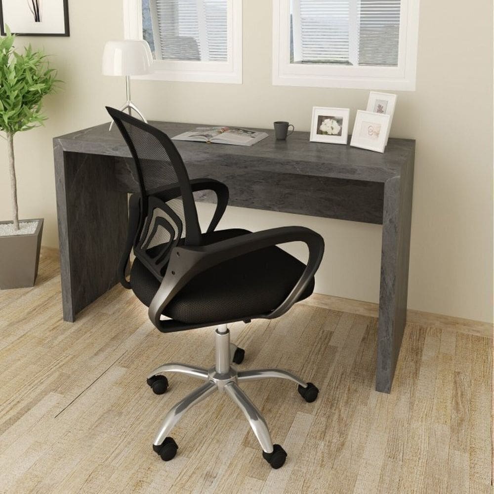 Escrivaninha 127cm Me4135 com Cadeira Diretor Tela Mesh Tok 3310 Espresso Móveis Mármore Lunar