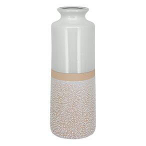 Vaso Decorativo Enfeite Casa Cerâmica 40x15x15cm Marfim