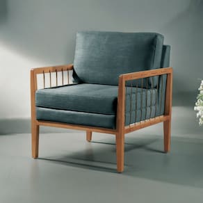 Poltrona Decorativa Gael Madeira Maciça Azul