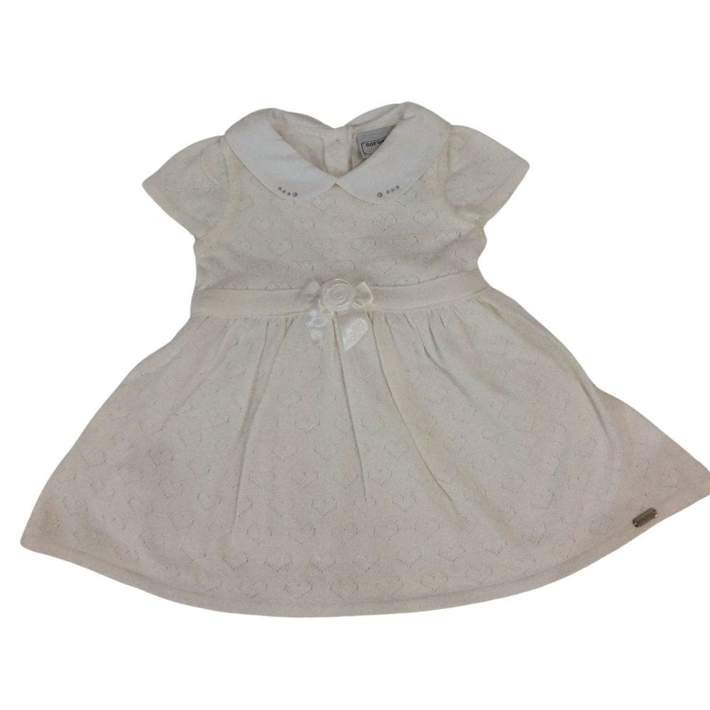 Vestido Batizado Bebê fem Noruega off white corações