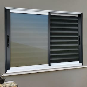 Veneziana Elite 3 Folhas Moveis 120 X 120 Vidro Reflex Mix Preto