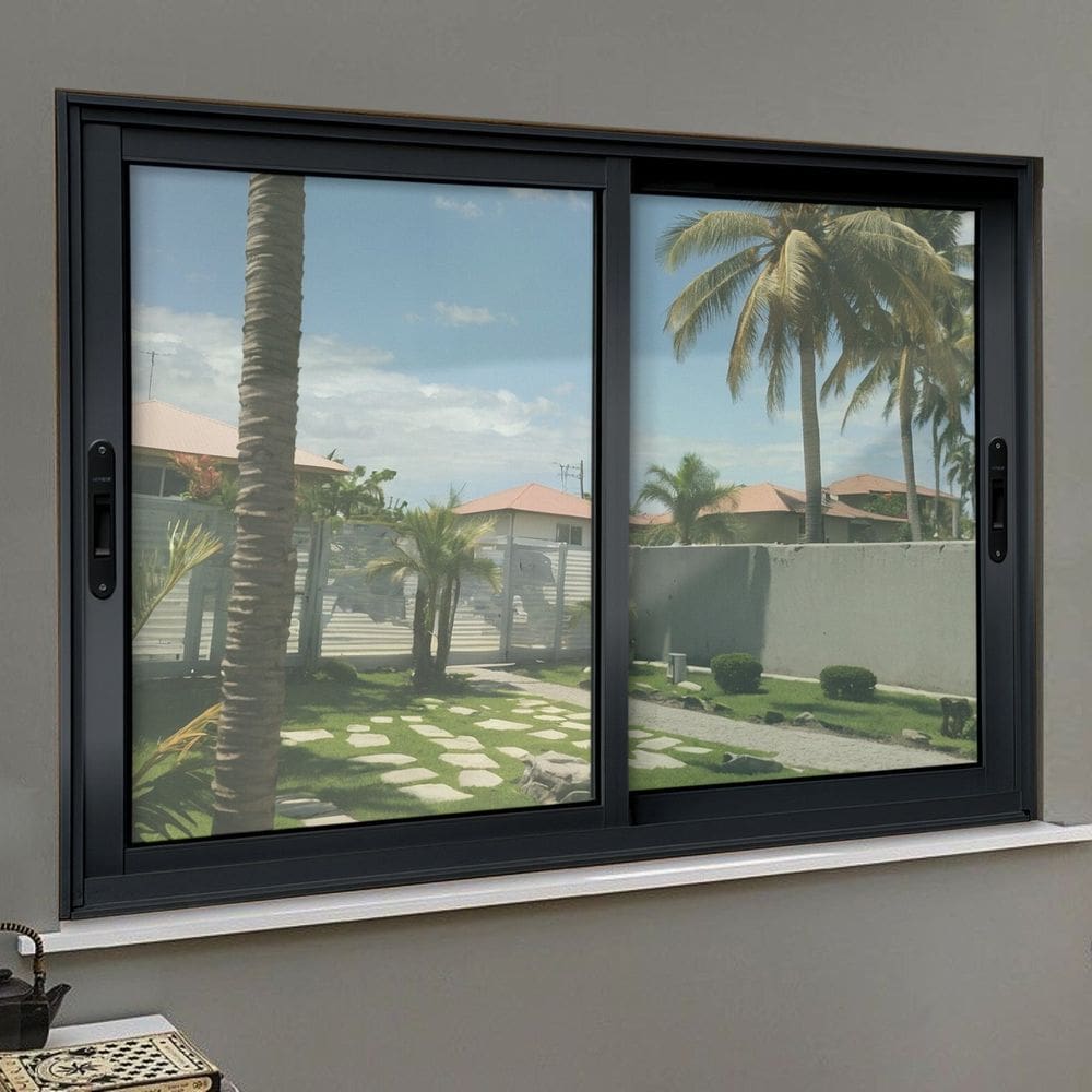 Janela Elite 2 Folhas Moveis 100 X 100 Vidro Liso Preto