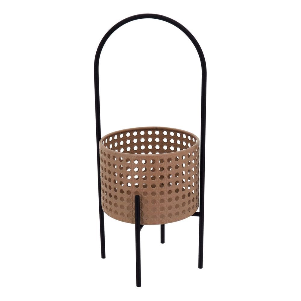 CACHEPÔ METAL 40x15x15cm BEGE VASO DECORATIVO PLANTA