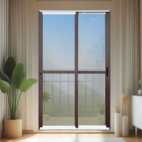 Porta de Correr 2 Folhas Moveis 210 X 120 Elite com Fechadura Tetra Vidro Reflex Mix Corten