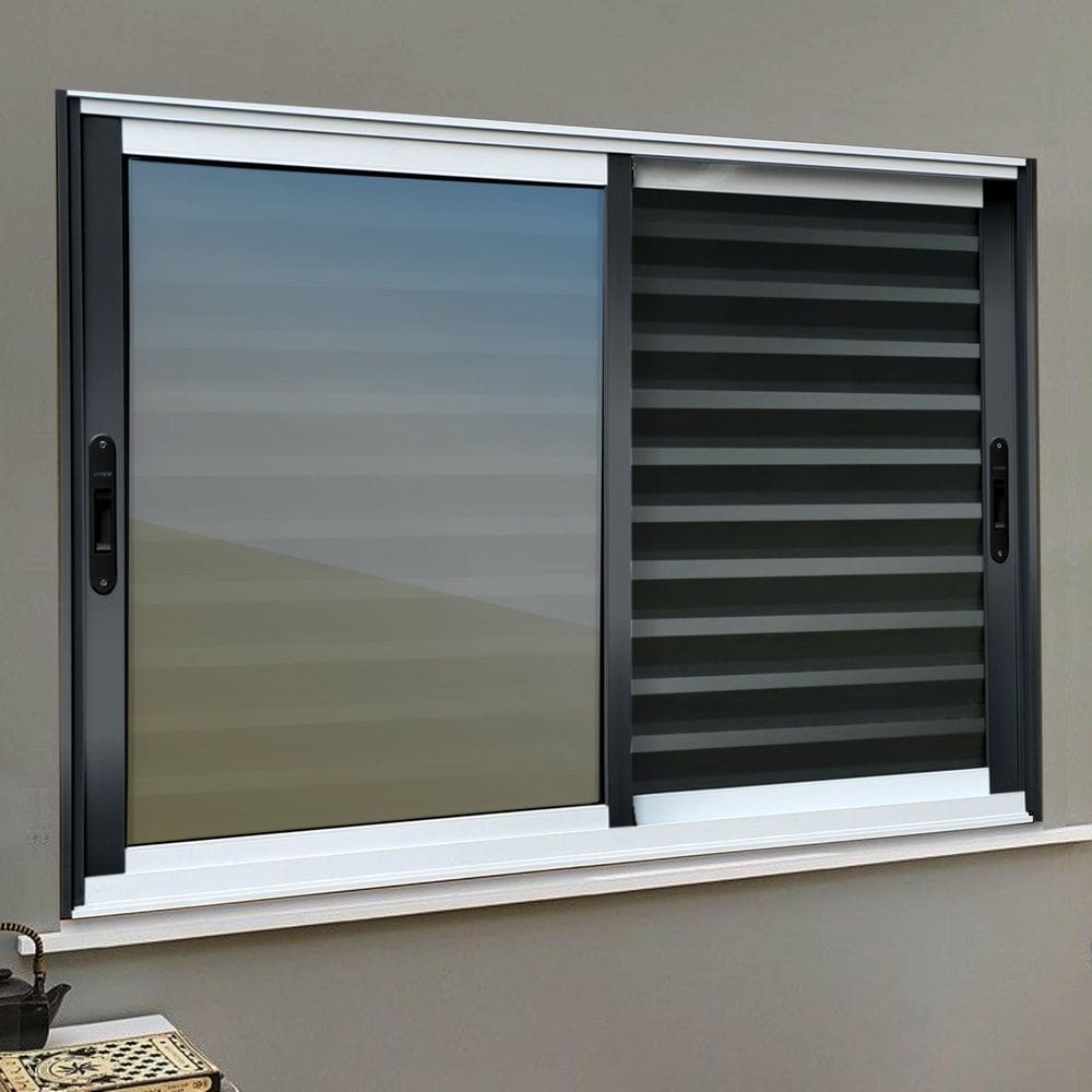 Veneziana Elite 3 Folhas Moveis 120 X 200 Vidro Reflex Mix Preto