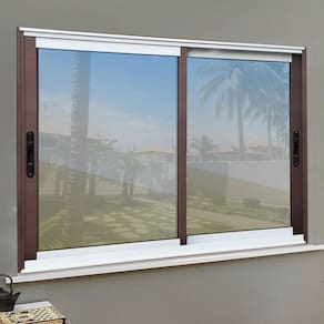 Janela Elite 2 Folhas Moveis 100 X 100 Vidro Reflex Mix Corten