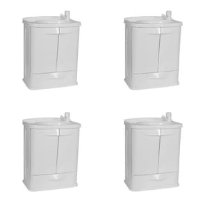 Kit com 4 Gabinetes para Banheiro em Plástico com Lavatório Fit sem Torneira Astra Branco