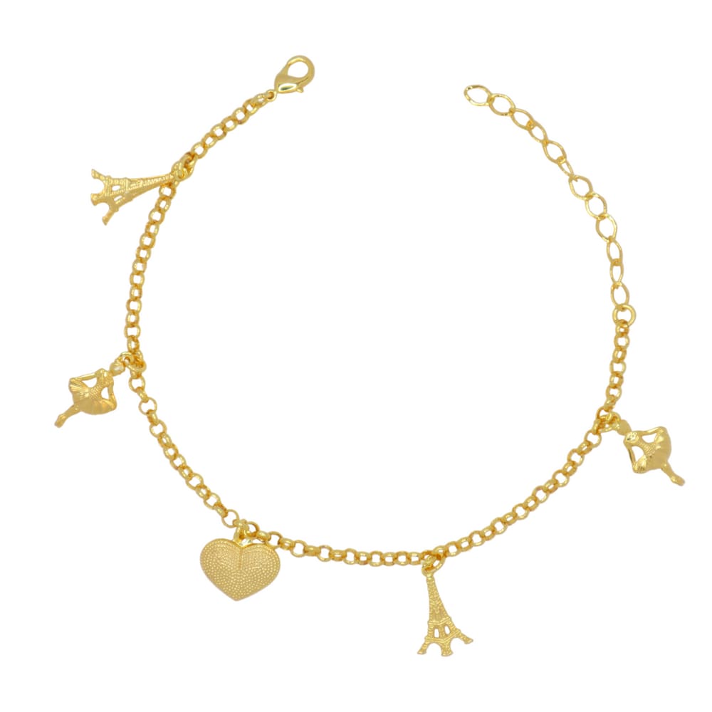 Pulseira pingentes diversos - Banhado em Ouro 18k