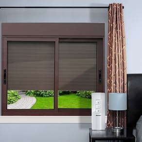 Janela Elite 2 Folhas Moveis com Persiana Integrada Correr com Motor e Controle Remoto 120 X 200 Vidro Liso Corten