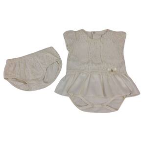 Vestido body renda+calcinha Batizado bebe Noruega Off White