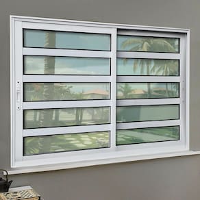 Janela Elite com Travessas 2 Folhas Moveis 120 X 150 Vidro Liso Branco