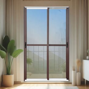 Porta de Correr 2 Folhas Moveis 210 X 120 Elite com Fecho Automático Vidro Reflex Mix Corten