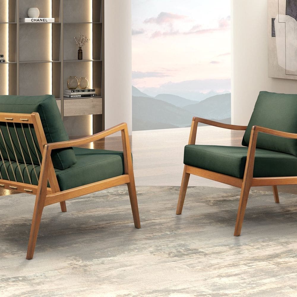 Poltrona Madeira Maciça Giulia Luxo Verde