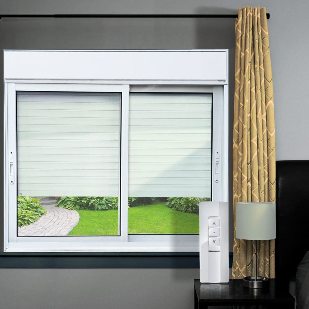 Janela Elite 2 Folhas Moveis com Persiana Integrada Correr com Motor e Controle Remoto 140 X 120 Vidro Liso Branco