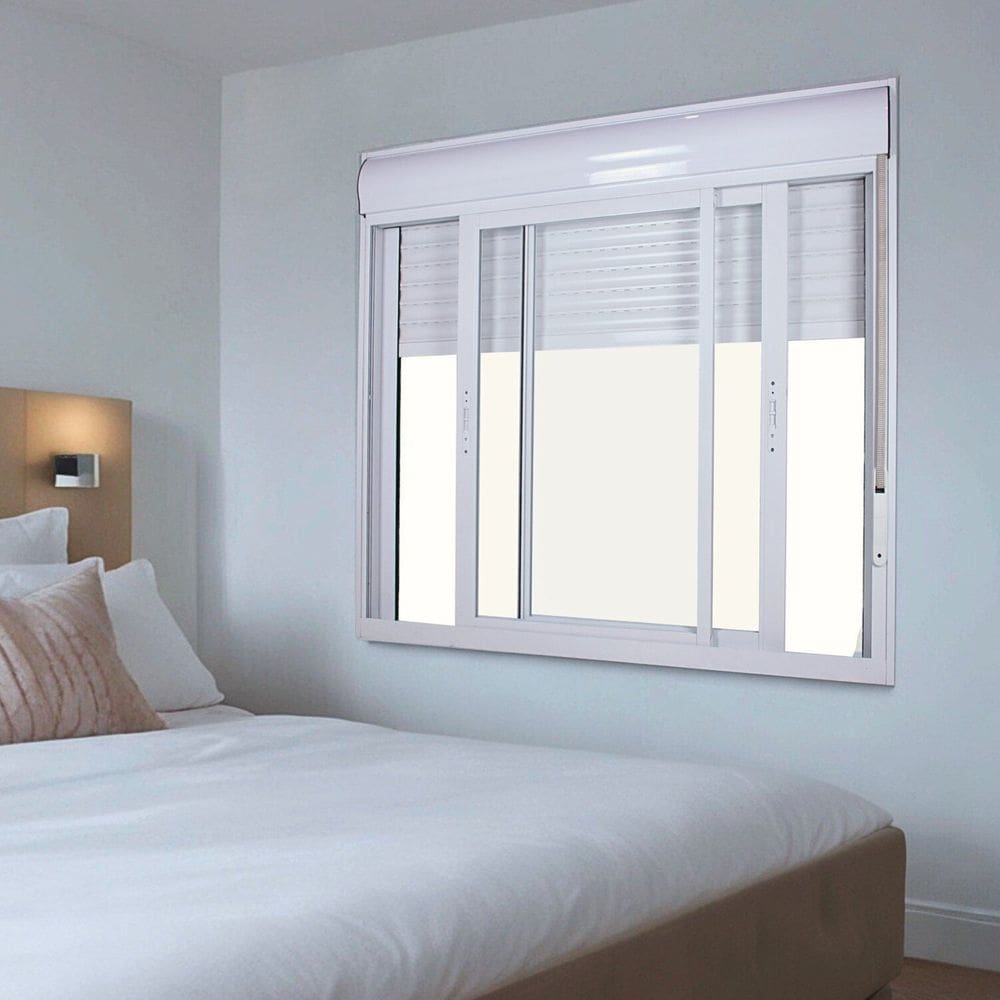 Janela de Aluminio Persiana Integrada 120x120cm 2 Folhas Branco