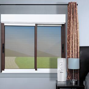 Janela Elite 2 Folhas Moveis com Persiana Integrada Correr com Motor e Controle Remoto 140 X 150 Vidro Reflex Mix Corten