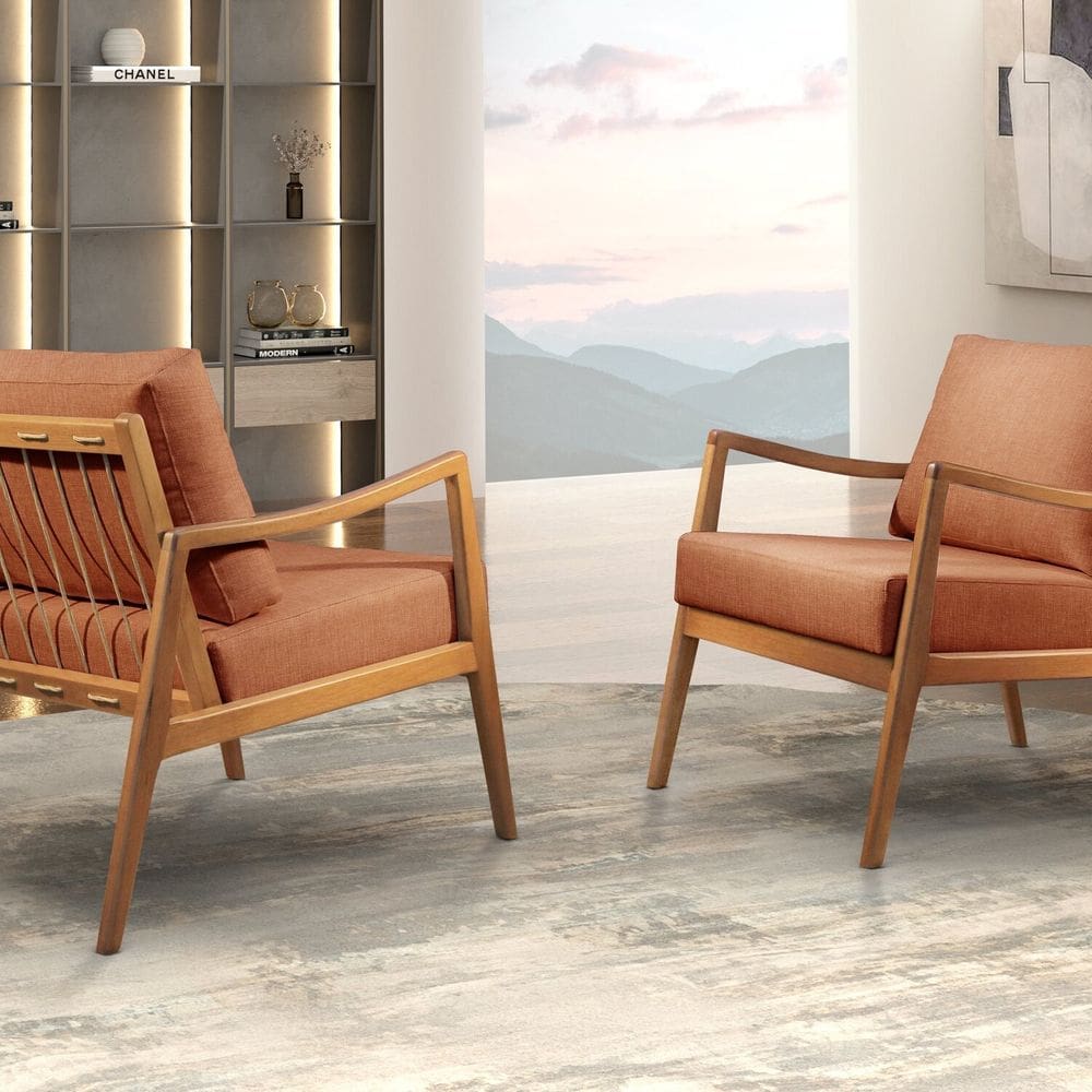 Poltrona Madeira Maciça Giulia Luxo Terracota