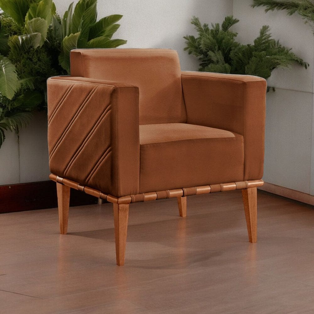Poltrona para Sala de Estar Madeira Maciça Delly Caramelo