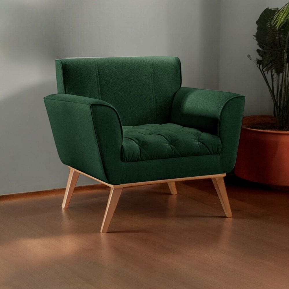 Poltrona Madeira Maciça Lyz Luxo Verde