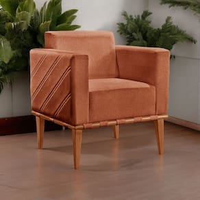 Poltrona para Sala de Estar Madeira Maciça Delly Terracota