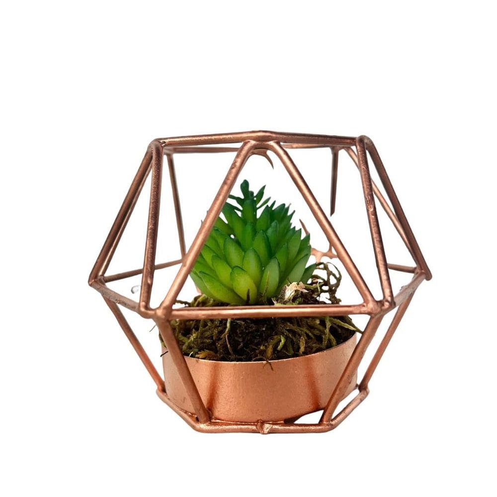 Enfeite decoração sala rack vaso de metal para suculenta
