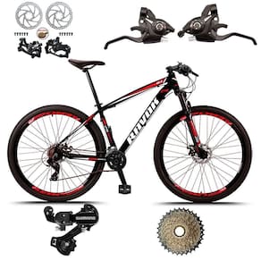 Bicicleta Bike Aro 29 Alumínio 24 Velocidades Shimano Suspensão Freio A Disco azul E Rosa 17"