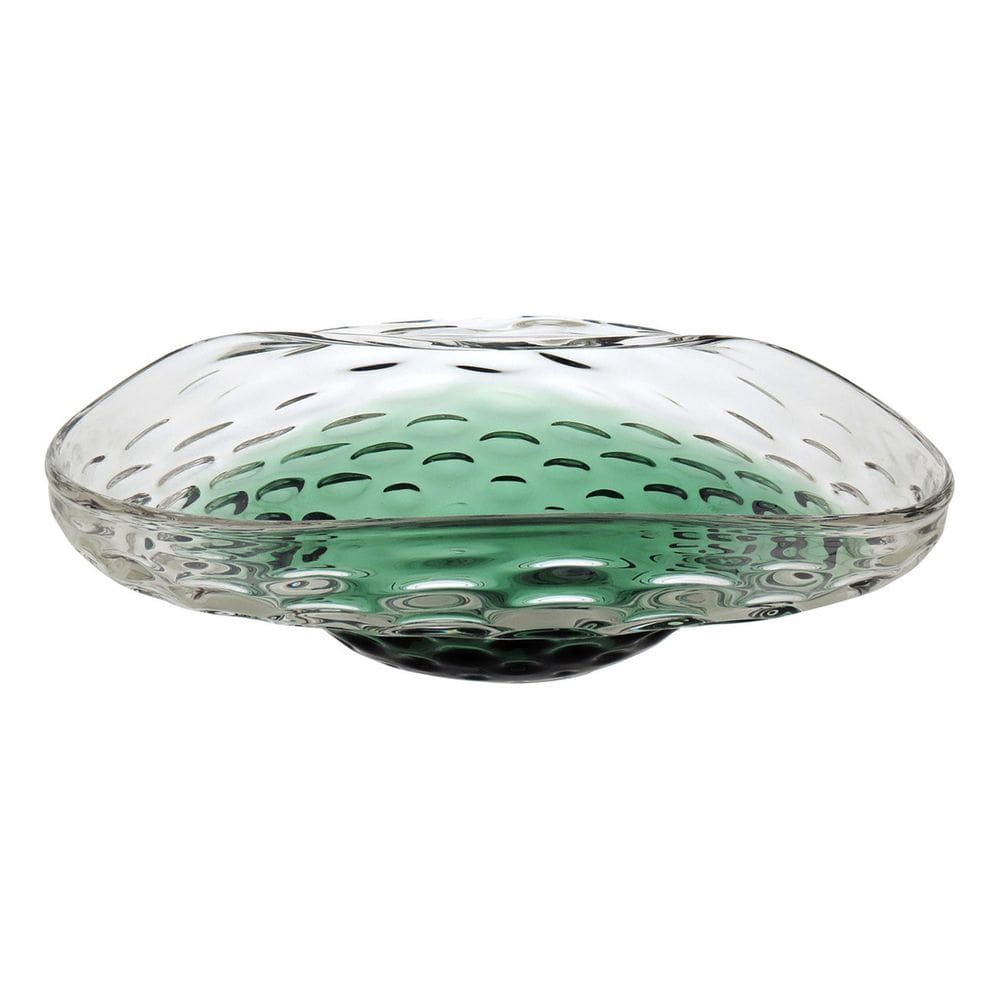 CENTRO MESA VIDRO 15x46x46cm VERDE VASO DECORATIVO FRUTEIRA