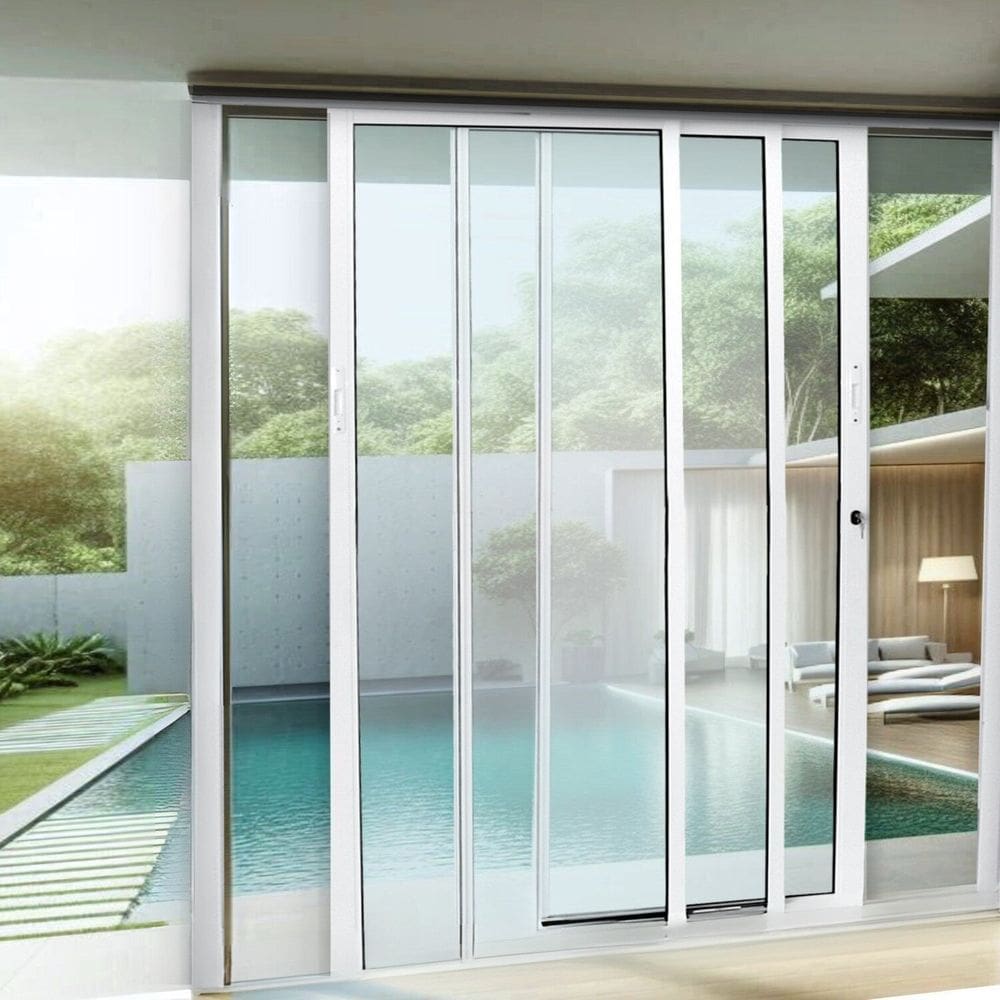 Porta de Correr de Aluminio 210x150cm 2 Folhas Moveis e 1 Folha Fixa Branco