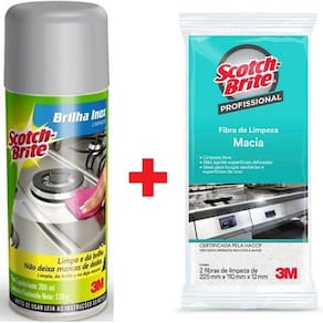 Brilha INOX Removedor Limpador + SCOTH Brite Fibra Macia 3M