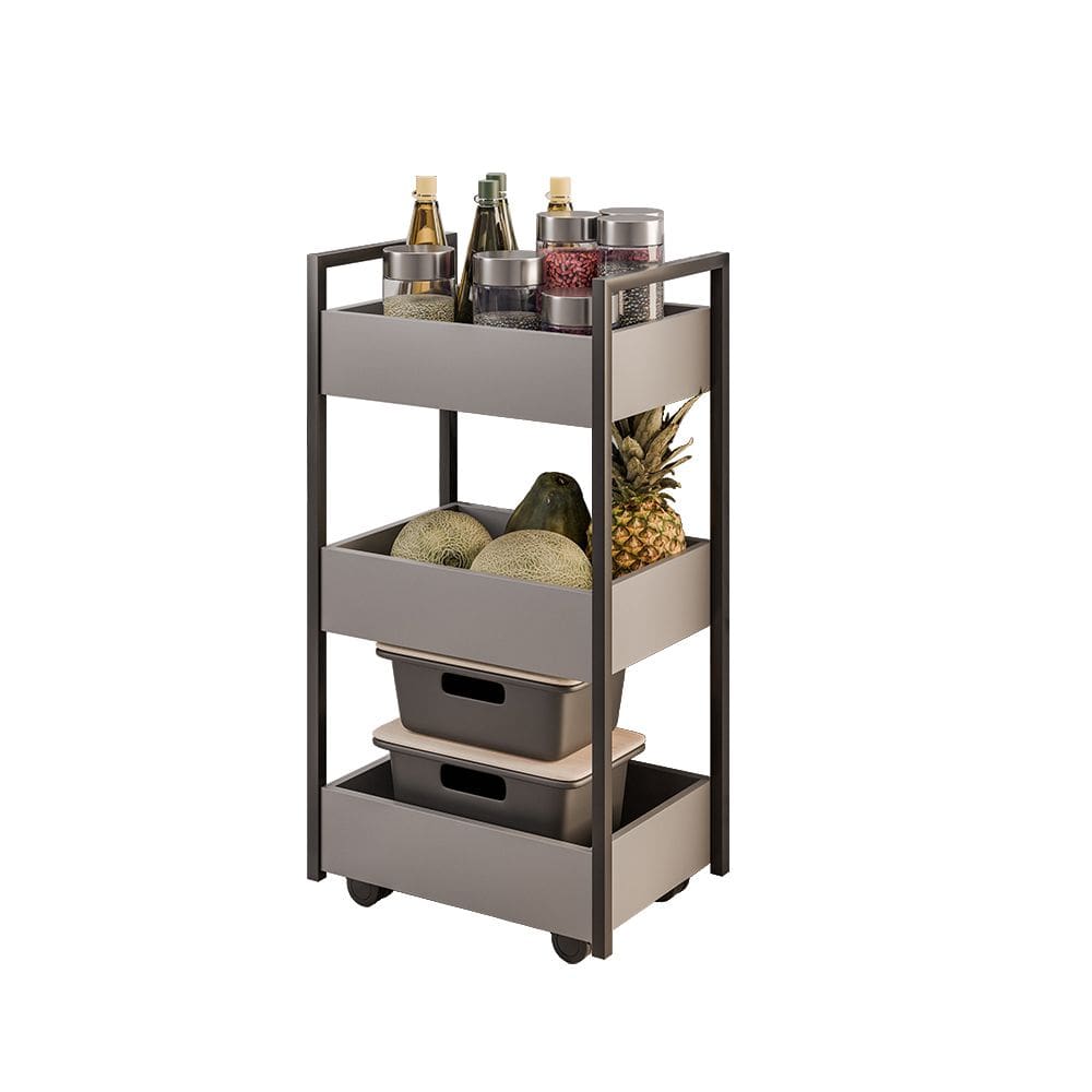 Carrinho Gourmet Auxiliar para Cozinha 3 Prateleiras Zane Preto M12 - D`Rossi