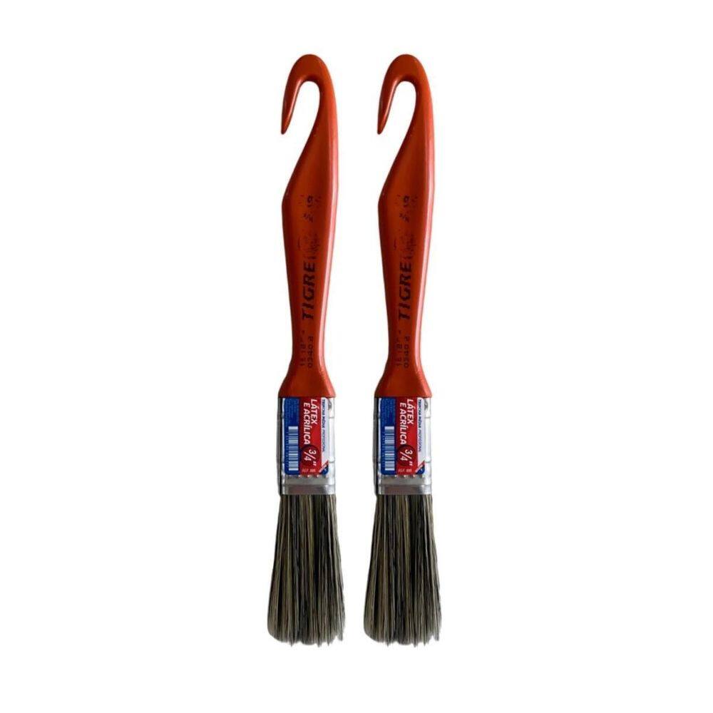 Kit 2 Trincha Pincel Para Pintura Látex Acrílica 3/4`` Tigre