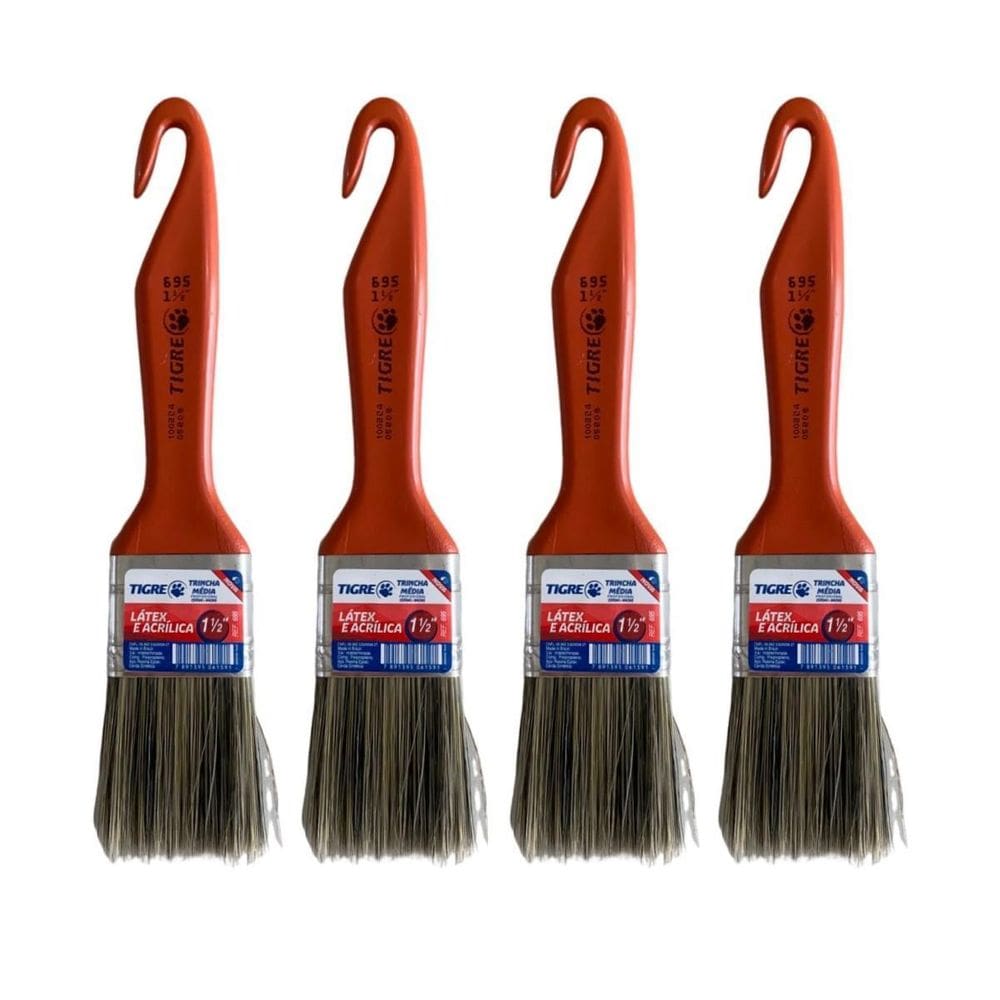 Kit 4 Trincha Pincel Pintura Látex Acrílica 1.1/2`` Tigre