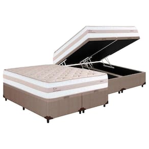 Cama Box Baú Queen: Colchão Molas Herval MasterPocket Ensacadas Kiev + Base CRC Courano Clean(158x198)