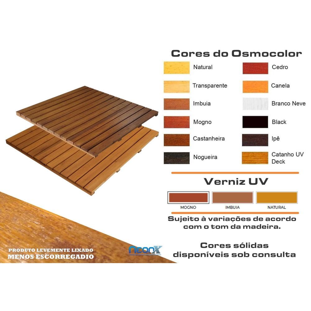 Deck De Madeira Modular 100x100cm Réguas 7 cm Tratado (Pintado) Neonx