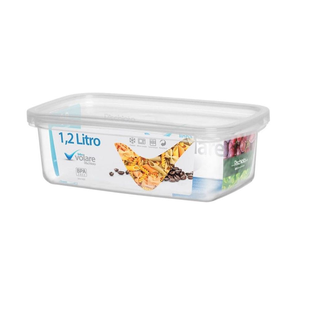 Potes Transparente Volare Rischioto 1,2L Retangular - 1,2 Litros - PANAMI