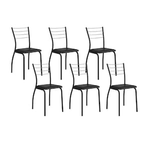 Cadeira de Cozinha 1700 Kit 6 Un Preto/Courano Preto - Carraro