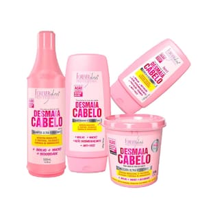 Kit Desmaia Cabelo Shampoo Condicionador Leave, Máscara 350g