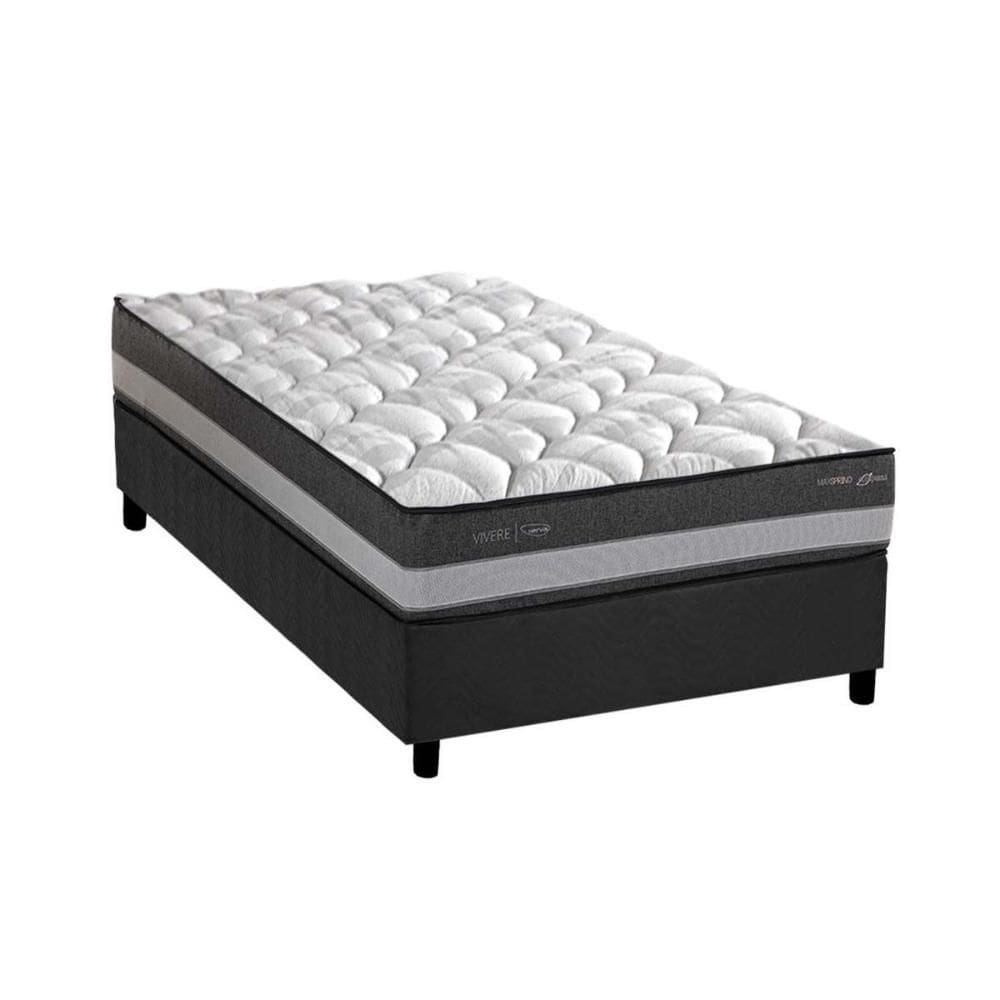 Conjunto Box Especial: Colchão Molas Herval Maxspring Minsque C1625 + Base CRC Suede Gray(96x203x27)