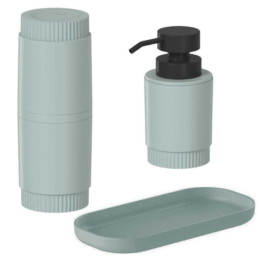 Conjunto Porta Escova Dispenser Sabonete Bandeja OU Verde
