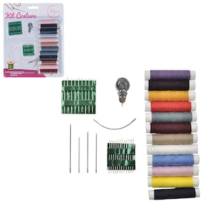 Kit Costura  Agulhas e Linhas - Jogo de Agulhas e Linhas 39 peças - Agulhas e Linhas Kit Costura - PANAMI