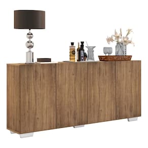 Aparador Buffet 4 Portas com Pés Quadrados Rustic/branco