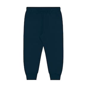Calça Moletom Flanelado com Punho Infantil Menina Azul Marinho