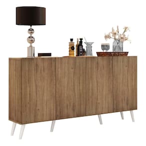 Aparador Buffet 4 Portas com Pés Retrô Rustic/branco