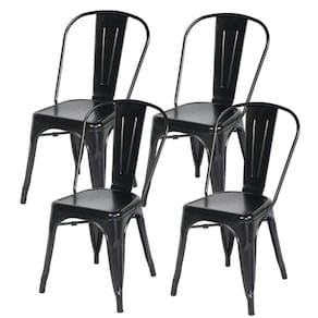 Kit com 4 Cadeira Tolix Iron Aço Carbono Industrial - Preto